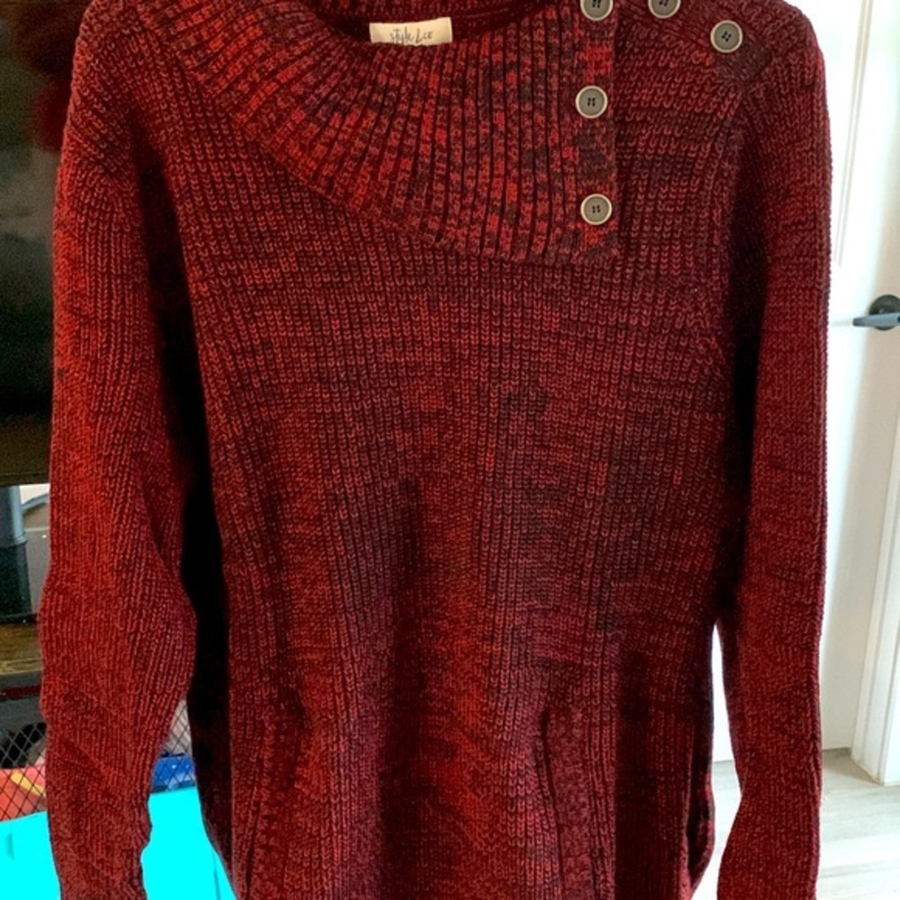 NEW Style & Co Carriage Red Medium cowl neck w/side pockets